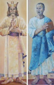 Paulus und Christus, Acryl auf Leinwand, 167 x 53 cm, 2015