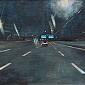 „Nachtfahrt I“. Acryl auf Leinwand . 21 x 30 cm . 2023