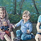 "3 Kinder" .  Acryl auf Leinwand . 160 x 140 cm . 2023