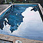 Swimmingpool I 5h morgens . Acryl auf Leinwand . 70 x 50 cm . 2023
